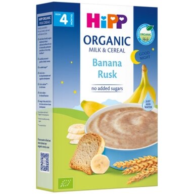 Ekologiška pieniška košė su bananais ir džiūvėsėliais „Labos nakties“ Ekologiška pieniška košė su bananais ir džiūvėsėliais „Labos nakties“
