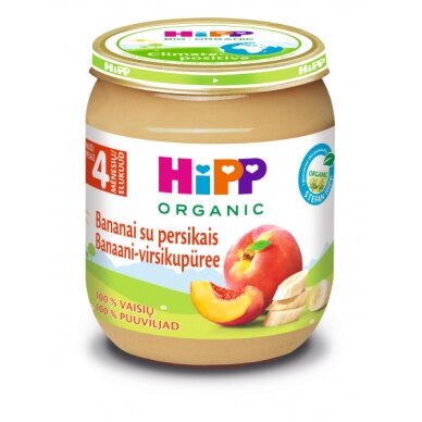 Ekologiška bananų su persikais tyrelė 12 vnt Ekologiška bananų su persikais tyrelė 12 vnt