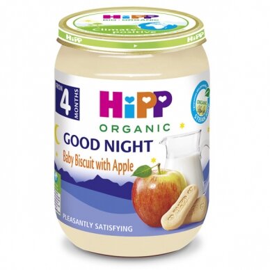 Organic milk pap with baby biscuit and apple "Good Night"