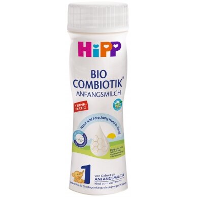 HiPP 1 BIO COMBIOTIK® Ekologiškas pradinio maitinimo kūdikių pieno mišinys nuo gimimo. Paruoštas vartoti. HiPP 1 BIO COMBIOTIK® Ekologiškas pradinio maitinimo kūdikių pieno mišinys nuo gimimo. Paruoštas vartoti.