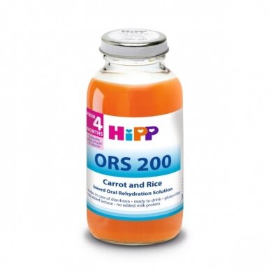 HiPP ORS200 Morkų-ryžių nuoviras su elektrolitais